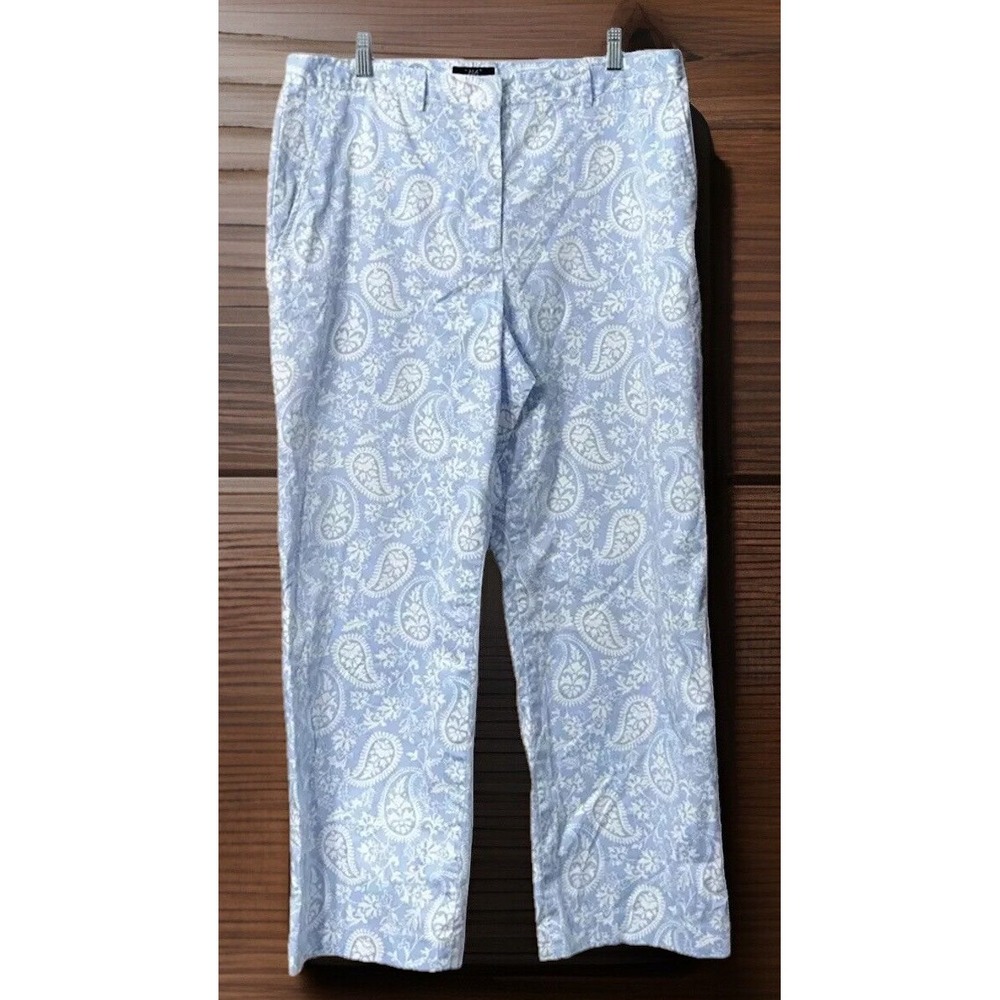 Women's Brooks Brothers 346 Stretch Paisley Print Flat Front Chino‎ Pants Sz 14